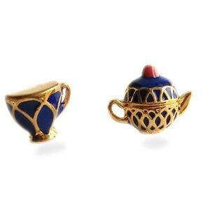 Handmade blue teapot & teacup Glaze Earrings New